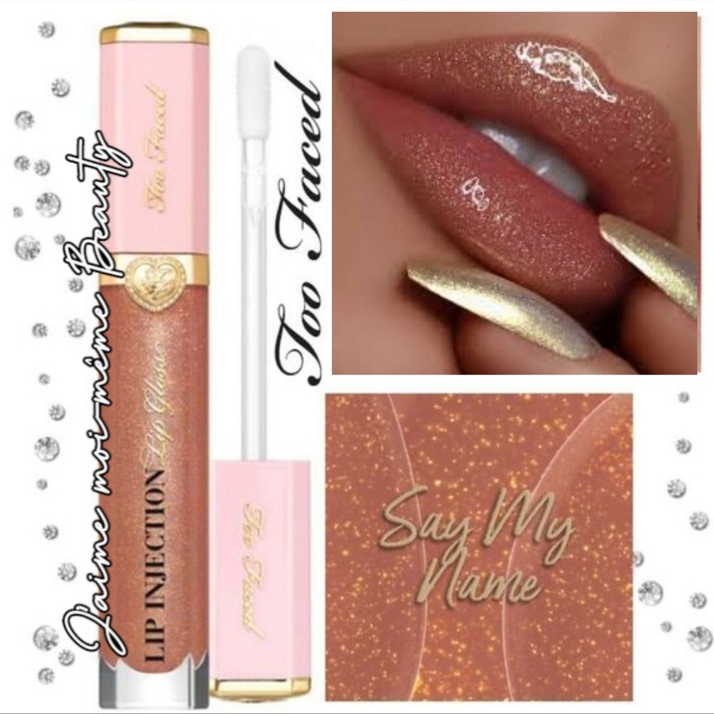 Too Faced Lip Injection Plumping Lip Gloss in Say My Name (Cool beige Sparkle)